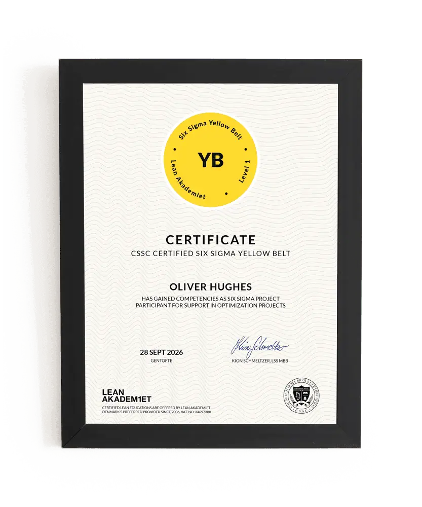 Six Sigma Yellow Belt - certifikat